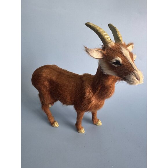StealStreet Furry Nanny Goat Soft Fur Glass Eyes Retired Model Approx 8.5" H x 9 - Picture 2 of 9